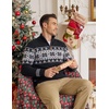 image:imageCOOFANDY Mens Ugly Christmas Sweater Quarter Zip Holiday Xmas Knit PulloverFair Isle Snowflake Black