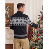 image:imageCOOFANDY Mens Ugly Christmas Sweater Quarter Zip Holiday Xmas Knit PulloverFair Isle Snowflake Black