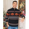 image:imageCOOFANDY Mens Ugly Christmas Sweater Quarter Zip Holiday Xmas Knit PulloverHalloween Pumpkin Skull