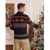 image:imageCOOFANDY Mens Ugly Christmas Sweater Quarter Zip Holiday Xmas Knit PulloverHalloween Pumpkin Skull