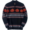 image:imageCOOFANDY Mens Ugly Christmas Sweater Quarter Zip Holiday Xmas Knit PulloverHalloween Pumpkin Skull