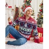 image:imageCOOFANDY Mens Ugly Christmas Sweater Quarter Zip Holiday Xmas Knit PulloverSanta Wow