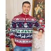 image:imageCOOFANDY Mens Ugly Christmas Sweater Quarter Zip Holiday Xmas Knit PulloverSanta Wow