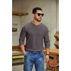 image:imageCOOFANDY Mens Waffle Henley Shirts Long Sleeve Pullover Shirt Casual Knit TShirt Lightweight Basic TeesDeep Grey