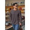 image:imageCOOFANDY Mens Waffle Henley Shirts Long Sleeve Pullover Shirt Casual Knit TShirt Lightweight Basic TeesDeep Grey