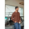 image:imageCOOFANDY Mens Waffle Henley Shirts Long Sleeve Pullover Shirt Casual Knit TShirt Lightweight Basic TeesTerracotta