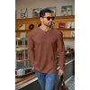 image:imageCOOFANDY Mens Waffle Henley Shirts Long Sleeve Pullover Shirt Casual Knit TShirt Lightweight Basic TeesTerracotta