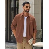 image:imageCOOFANDY Mens Waffle Shirt Jacket Casual Overshirt Long Sleeve Lightweight Textured Shacket with PocketBeige