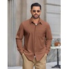 image:imageCOOFANDY Mens Waffle Shirt Jacket Casual Overshirt Long Sleeve Lightweight Textured Shacket with PocketBeige