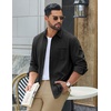 image:imageCOOFANDY Mens Waffle Shirt Jacket Casual Overshirt Long Sleeve Lightweight Textured Shacket with PocketBlack