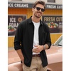 image:imageCOOFANDY Mens Waffle Shirt Jacket Casual Overshirt Long Sleeve Lightweight Textured Shacket with PocketBlack