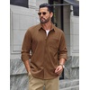 image:imageCOOFANDY Mens Waffle Shirt Jacket Casual Overshirt Long Sleeve Lightweight Textured Shacket with PocketBrown