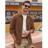 image:imageCOOFANDY Mens Waffle Shirt Jacket Casual Overshirt Long Sleeve Lightweight Textured Shacket with PocketBrown