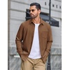 image:imageCOOFANDY Mens Waffle Shirt Jacket Casual Overshirt Long Sleeve Lightweight Textured Shacket with PocketBrown