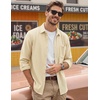 image:imageCOOFANDY Mens Waffle Shirt Jacket Casual Overshirt Long Sleeve Lightweight Textured Shacket with PocketCaramel