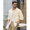 image:imageCOOFANDY Mens Waffle Shirt Jacket Casual Overshirt Long Sleeve Lightweight Textured Shacket with PocketCaramel