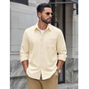 image:imageCOOFANDY Mens Waffle Shirt Jacket Casual Overshirt Long Sleeve Lightweight Textured Shacket with PocketCaramel