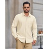image:imageCOOFANDY Mens Waffle Shirt Jacket Casual Overshirt Long Sleeve Lightweight Textured Shacket with PocketCaramel