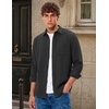 image:imageCOOFANDY Mens Waffle Shirt Jacket Casual Overshirt Long Sleeve Lightweight Textured Shacket with PocketCarbon Black