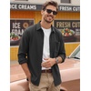 image:imageCOOFANDY Mens Waffle Shirt Jacket Casual Overshirt Long Sleeve Lightweight Textured Shacket with PocketCarbon Black