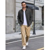 image:imageCOOFANDY Mens Waffle Shirt Jacket Casual Overshirt Long Sleeve Lightweight Textured Shacket with PocketCarbon Black
