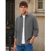 image:imageCOOFANDY Mens Waffle Shirt Jacket Casual Overshirt Long Sleeve Lightweight Textured Shacket with PocketGray