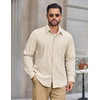 image:imageCOOFANDY Mens Waffle Shirt Jacket Casual Overshirt Long Sleeve Lightweight Textured Shacket with PocketLight Khaki
