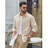image:imageCOOFANDY Mens Waffle Shirt Jacket Casual Overshirt Long Sleeve Lightweight Textured Shacket with PocketLight Khaki