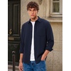 image:imageCOOFANDY Mens Waffle Shirt Jacket Casual Overshirt Long Sleeve Lightweight Textured Shacket with PocketNavy Blue