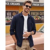 image:imageCOOFANDY Mens Waffle Shirt Jacket Casual Overshirt Long Sleeve Lightweight Textured Shacket with PocketNavy Blue