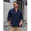 image:imageCOOFANDY Mens Waffle Shirt Jacket Casual Overshirt Long Sleeve Lightweight Textured Shacket with PocketNavy Blue
