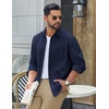 image:imageCOOFANDY Mens Waffle Shirt Jacket Casual Overshirt Long Sleeve Lightweight Textured Shacket with PocketNavy Blue
