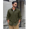 image:imageCOOFANDY Mens Waffle Shirt Jacket Casual Overshirt Long Sleeve Lightweight Textured Shacket with PocketOlive