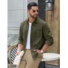 image:imageCOOFANDY Mens Waffle Shirt Jacket Casual Overshirt Long Sleeve Lightweight Textured Shacket with PocketOlive