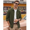 image:imageCOOFANDY Mens Waffle Shirt Jacket Casual Overshirt Long Sleeve Lightweight Textured Shacket with PocketOlive