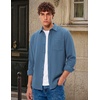 image:imageCOOFANDY Mens Waffle Shirt Jacket Casual Overshirt Long Sleeve Lightweight Textured Shacket with PocketSea Blue