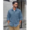 image:imageCOOFANDY Mens Waffle Shirt Jacket Casual Overshirt Long Sleeve Lightweight Textured Shacket with PocketSea Blue