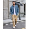 image:imageCOOFANDY Mens Waffle Shirt Jacket Casual Overshirt Long Sleeve Lightweight Textured Shacket with PocketSea Blue