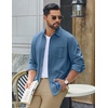 image:imageCOOFANDY Mens Waffle Shirt Jacket Casual Overshirt Long Sleeve Lightweight Textured Shacket with PocketSea Blue