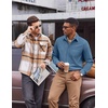 image:imageCOOFANDY Mens Waffle Shirt Jacket Casual Overshirt Long Sleeve Lightweight Textured Shacket with PocketSea Blue