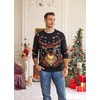 image:imageCOOFANDY Ugly Christmas and Halloween Sweater Mens Crewneck PulloverBlack  Cool Reindeer