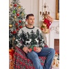 image:imageCOOFANDY Ugly Christmas and Halloween Sweater Mens Crewneck PulloverDark Green Tree  Reindeer