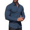 image:imageCOOFANDY Men Muscle Stretch Dress Shirts Long Sleeve Casual Button Up ShirtDeep Blue