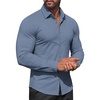image:imageCOOFANDY Men Muscle Stretch Dress Shirts Long Sleeve Casual Button Up ShirtGrey Blue