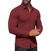 image:imageCOOFANDY Men Muscle Stretch Dress Shirts Long Sleeve Casual Button Up ShirtWine Red