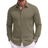 image:imageCOOFANDY Mens Casual Button Down Shirts Long Sleeve Vintage Denim ShirtArmy Green