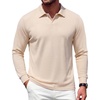 image:imageCOOFANDY Mens Knit Polo Shirts Casual Long Sleeve Polo Sweater Golf ShirtsBeige