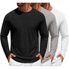 image:imageCOOFANDY Mens Long Sleeve Tee Shirts UV Sun Protection Athletic TShirtsC BlackLight GreyWhite 3 Pack