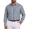 image:imageCOOFANDY Mens Plaid Dress Shirts Big and Tall 1X6X Long Sleeve Cotton Button Down Shirt Bussiness Casual ShirtsBlack Dark Green White Plaid
