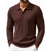 image:imageCOOFANDY Mens Polo Sweater Long Sleeve Classic Twisted Knitted PulloverBrown